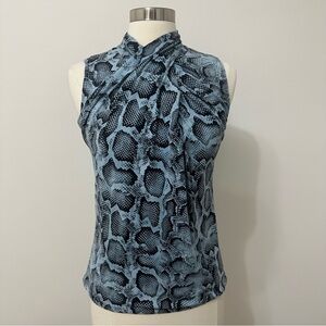 Elie Tahari Blue Snake Print Sleeveless Top